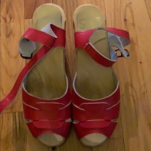 Red Sven High Hell Clog Sandals - Size 38